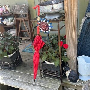 Vintage Red Umbrella with Lucite Handle